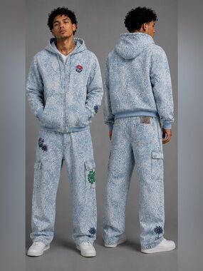 Mens Jacquard denim pants